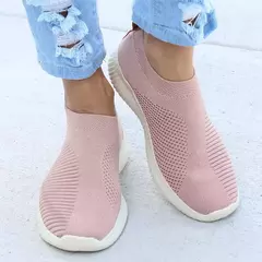 Sapato branco slip-on plano para mulheres, tênis leves, sapatilhas casuais com cesta, verão e outono - Wolf Magazine