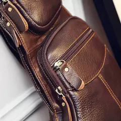 Bolsa de ombro masculina de couro bovino genuíno, bolsa de ombro com suporte para os seios, casual e de viagem na internet
