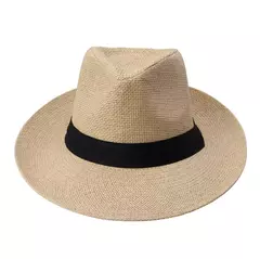 Chapéu de sol Trilby Jazz unissexo, aba grande, fita preta, chapéu Panamá palha de papel, boné casual feminino e masculino, moda quente, verão - loja online