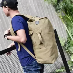 Mochila de Viagem de Grande Capacidade Mochila Mochila de Montanhismo Bagagem Masculina Canvas Bucket Shoulder Bags for Boys, Men Backpacks - comprar online