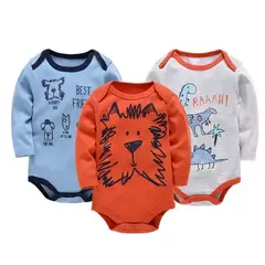 Kavkas-bebê meninos e meninas bodysuit, macacão de manga comprida, 100% algodão, roupas recém-nascidas, roupas de bebê, 0-12 meses, 6 pcs, 3 pcs - Wolf Magazine