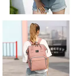 Imagem do Bolsa de fraldas com grande capacidade para mamãe, mochila para bebê multifuncional, a prova d'água, para viagens, para cuidado da criança