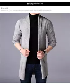 Masculino estilo longo lã camisola x-long malha suéter casacos de cor sólida sweatercoat masculino malha cardigan - Wolf Magazine