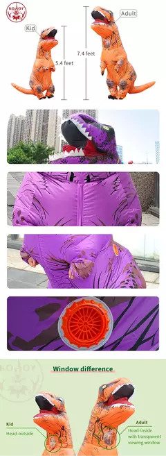 Trajes de dinossauro inflável t-rex cosplay anime explodir festa traje de halloween para mulher homem criança adulto crianças mascote - comprar online