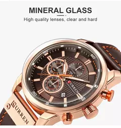 Curren-relógio de pulso de couro masculino, quartzo, militar, cronógrafo, esportes, exército, marca, para homens - loja online