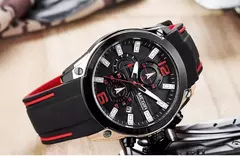 Relógio de quartzo analógico cronógrafo masculino Megir com data, mãos luminosas, relógio de pulso com pulseira de borracha de silicone a prova d'água para homens - loja online