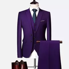 Terno de casamento fino com três peças para homens, conjuntos monocromáticos de negócios e escritório, blazer grande, calça e colete, moda luxo - comprar online