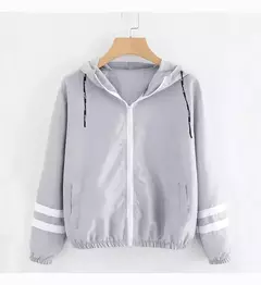 Jaqueta corta-vento com capuz feminino, bloco de cor elegante, patchwork, jaqueta bomber com zíper, casaco casual, impermeável, Casacos outonos, moda - loja online