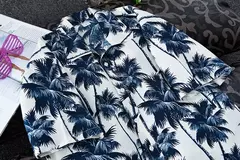 Camisa havaiana de botão manga curta masculina, estampada em coqueiro, camisa Aloha, casual moda praia, plus size, verão, 5XL, 26 cores
