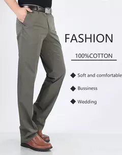 Imagem do 2021 novo 100% algodão formal dos homens verão terno de negócios calças primavera outono venda quente plus size calças sociais vestido preto wfy11
