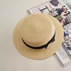 COKK-Chapéu Panamá de praia simples feminino, casual, aba plana, laço, boné de palha, chapéu de sol feminino, verão - loja online