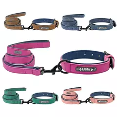 Coleira e coleira de cachorro personalizada, couro acolchoado, coleiras gravadas personalizadas, conjunto de corda de chumbo, buldogue pitbull