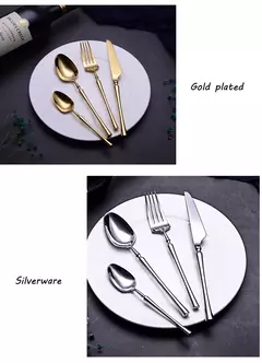 Portátil Korean Food Talheres, 304 Aço Inoxidável, Forquilha de Mesa, Faca, Colher, Dinner Set, Louça, Gold Tableware Sets, 24Pcs, Lot