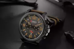 CURREN-Relógio de quartzo de couro genuíno impermeável masculino, relógio de pulso, cronógrafo, militar, esporte, marca de luxo - Wolf Magazine
