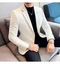 Imagem do Nova Moda Terno Casaco dos homens Slim Fit Deerskin Veludo Elegante Luxo Blazer Casaco Negócios Casual Casamento Plus Size Terno 4XL-S