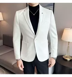 Nova Moda Terno Casaco dos homens Slim Fit Deerskin Veludo Elegante Luxo Blazer Casaco Negócios Casual Casamento Plus Size Terno 4XL-S - loja online