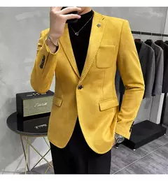 Homens Deerskin Velo Jaqueta Terno Casaco Blazer Negócios dos homens Lazer Slim Fit Marca Moda de Alta Qualidade Único Botão Terno Casaco na internet