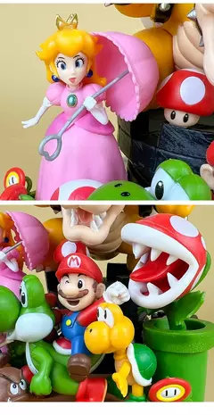 Super mario bros família retratos figura super mario bros 27cm anime figuras mario figura de ação encanador estátua modelo brinquedos presente na internet