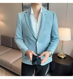 Nova Moda Terno Casaco dos homens Slim Fit Deerskin Veludo Elegante Luxo Blazer Casaco Negócios Casual Casamento Plus Size Terno 4XL-S - loja online