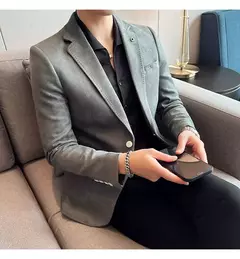 Nova Moda Terno Casaco dos homens Slim Fit Deerskin Veludo Elegante Luxo Blazer Casaco Negócios Casual Casamento Plus Size Terno 4XL-S