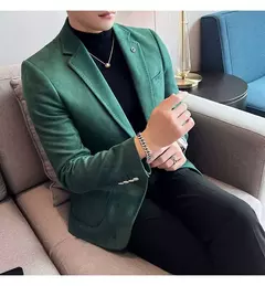 Nova Moda Terno Casaco dos homens Slim Fit Deerskin Veludo Elegante Luxo Blazer Casaco Negócios Casual Casamento Plus Size Terno 4XL-S - comprar online