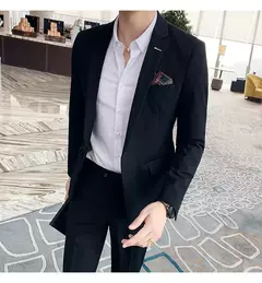 (Blazer + calças) high-end marca formal negócios xadrez terno dos homens noivo vestido de casamento cor sólida palco desempenho smoking S-7XL - loja online