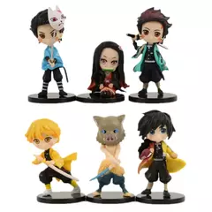 5 pçs/set q versão demon slayer sentado fantasma boneca 4-5cm tanjiro nidouzi inosuke zenizu figura de ação filme modelo brinquedos fazer - loja online