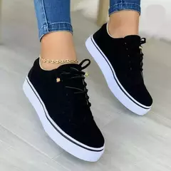 Tênis liso casual feminino, versátil com renda, tênis de caminhada, tamanho grande, moda primavera, novo, 2024 - loja online