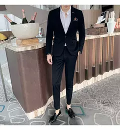 (Blazer + calças) high-end marca formal negócios xadrez terno dos homens noivo vestido de casamento cor sólida palco desempenho smoking S-7XL na internet