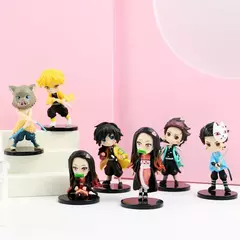 5 pçs/set q versão demon slayer sentado fantasma boneca 4-5cm tanjiro nidouzi inosuke zenizu figura de ação filme modelo brinquedos fazer na internet