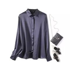 Camisa de seda pesada de luxo feminina, manga comprida, 93% seda amoreira, estilo senhora do escritório, viajante, primavera, verão - comprar online
