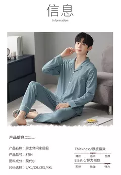 Imagem do Conjunto de pijama de algodão modal manga comprida masculino, pijamas finos, adolescentes, outwear primavera, pano doméstico, terno masculino, outono, primavera