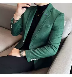 Nova Moda Terno Casaco dos homens Slim Fit Deerskin Veludo Elegante Luxo Blazer Casaco Negócios Casual Casamento Plus Size Terno 4XL-S - Wolf Magazine