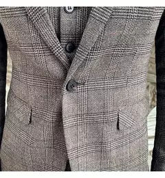 (Blazer + calças) high-end marca formal negócios xadrez terno dos homens noivo vestido de casamento cor sólida palco desempenho smoking S-7XL - comprar online