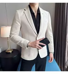 Nova Moda Terno Casaco dos homens Slim Fit Deerskin Veludo Elegante Luxo Blazer Casaco Negócios Casual Casamento Plus Size Terno 4XL-S na internet