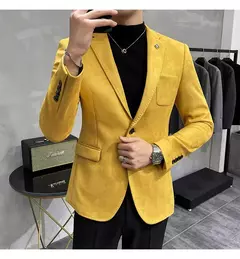 Homens Deerskin Velo Jaqueta Terno Casaco Blazer Negócios dos homens Lazer Slim Fit Marca Moda de Alta Qualidade Único Botão Terno Casaco