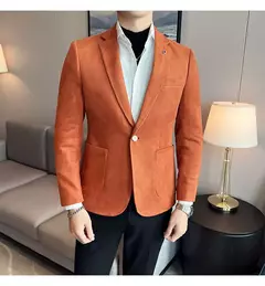 Imagem do Nova Moda Terno Casaco dos homens Slim Fit Deerskin Veludo Elegante Luxo Blazer Casaco Negócios Casual Casamento Plus Size Terno 4XL-S