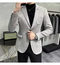 Homens Deerskin Velo Jaqueta Terno Casaco Blazer Negócios dos homens Lazer Slim Fit Marca Moda de Alta Qualidade Único Botão Terno Casaco - comprar online