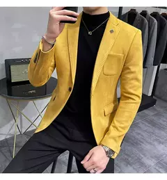 Homens Deerskin Velo Jaqueta Terno Casaco Blazer Negócios dos homens Lazer Slim Fit Marca Moda de Alta Qualidade Único Botão Terno Casaco - comprar online