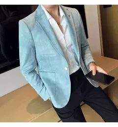 Nova Moda Terno Casaco dos homens Slim Fit Deerskin Veludo Elegante Luxo Blazer Casaco Negócios Casual Casamento Plus Size Terno 4XL-S - loja online