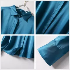 Camisa de seda pesada de luxo feminina, manga comprida, 93% seda amoreira, estilo senhora do escritório, viajante, primavera, verão - Wolf Magazine