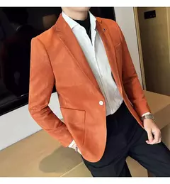 Nova Moda Terno Casaco dos homens Slim Fit Deerskin Veludo Elegante Luxo Blazer Casaco Negócios Casual Casamento Plus Size Terno 4XL-S na internet