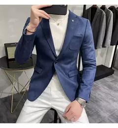 Homens Deerskin Velo Jaqueta Terno Casaco Blazer Negócios dos homens Lazer Slim Fit Marca Moda de Alta Qualidade Único Botão Terno Casaco na internet