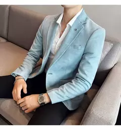 Nova Moda Terno Casaco dos homens Slim Fit Deerskin Veludo Elegante Luxo Blazer Casaco Negócios Casual Casamento Plus Size Terno 4XL-S - Wolf Magazine
