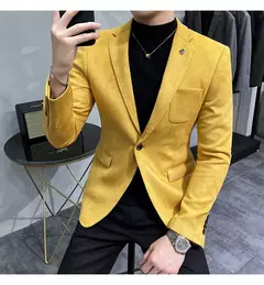 Homens Deerskin Velo Jaqueta Terno Casaco Blazer Negócios dos homens Lazer Slim Fit Marca Moda de Alta Qualidade Único Botão Terno Casaco - Wolf Magazine