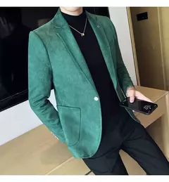 Imagem do Nova Moda Terno Casaco dos homens Slim Fit Deerskin Veludo Elegante Luxo Blazer Casaco Negócios Casual Casamento Plus Size Terno 4XL-S
