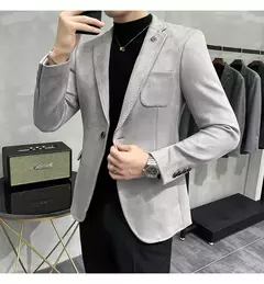Homens Deerskin Velo Jaqueta Terno Casaco Blazer Negócios dos homens Lazer Slim Fit Marca Moda de Alta Qualidade Único Botão Terno Casaco - Wolf Magazine