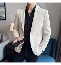 Imagem do Nova Moda Terno Casaco dos homens Slim Fit Deerskin Veludo Elegante Luxo Blazer Casaco Negócios Casual Casamento Plus Size Terno 4XL-S