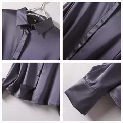 Camisa de seda pesada de luxo feminina, manga comprida, 93% seda amoreira, estilo senhora do escritório, viajante, primavera, verão