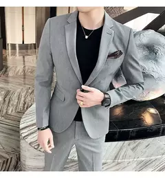 (Blazer + calças) high-end marca formal negócios xadrez terno dos homens noivo vestido de casamento cor sólida palco desempenho smoking S-7XL - comprar online
